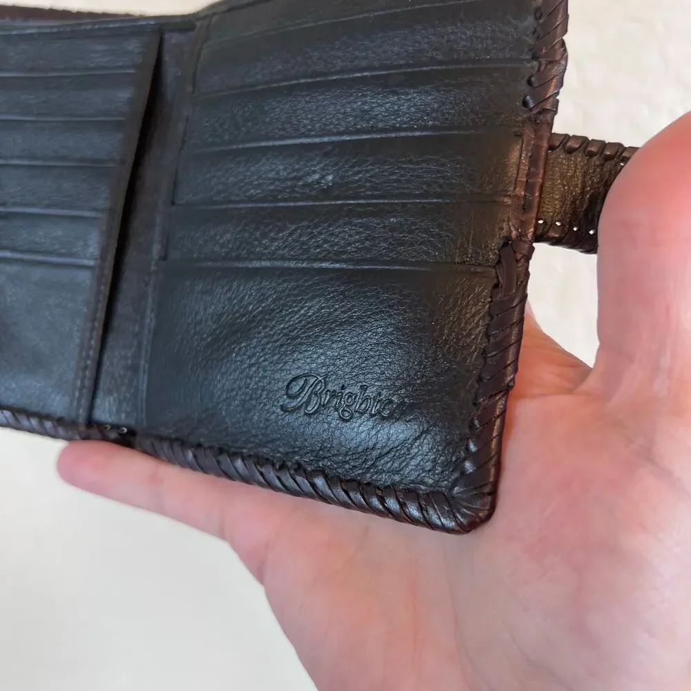 Brighton Brown Leather Wallet Silver Embossed